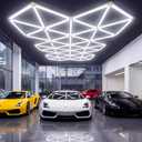 132 Sq Ft Coverage Triangle Garage Lights 71 Pack Honeycomb Ceiling Light | 994W 89460LM 6500K LED Garage Light System for Car Detailing, Workshop, Warehouse, Gym and Commercial Spaces