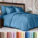 Duvet Cover Queen Size - Extra Soft Queen Size Duvet Cover - Lightweight & Breathable - Easy Care & Fade Free with Zipper Closures & Ties - 90" x 90" Inches - (Denim Blue), Comforter Not Included