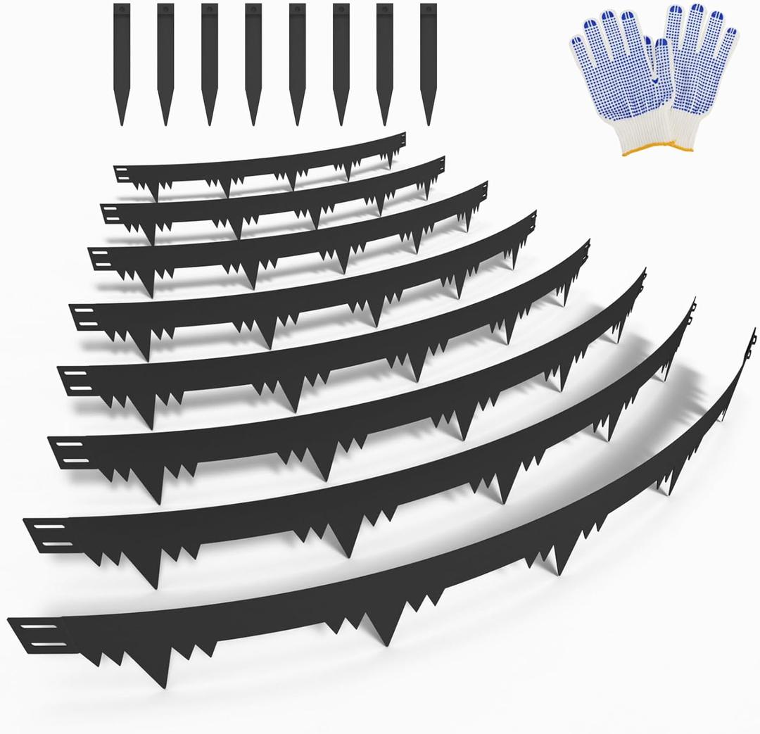 Metal Landscape Edging Border 8 Packs 42'' L x 4.5'' H, Galvanized Steel Garden Edging Border with 8 Stakes, Hammer-in Lawn Edging for Landscaping, Flower Bed, Yard, Pathway, Tree Ring (28ft Total)