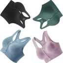 Zip Front Sports Bras for Women-Raceback Medium Support Padded Bra for Workout Yoga Gym Running, XL
