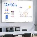 72"X 40" Large Magnetic Dry Erase Whiteboard, Removable Wall Hanging Board with 4 Pens & 1 Dry Erasers & 6 Magnets, Sliver Aluminum Frame White