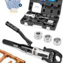 Hydraulic Copper Tube Fittings 1/2, 3/4, 1" Press Crimping Tool Kit Pex Pipe Crimper Pressing Pliers Stainless PEX Press Sleeves for Narrow Space Tee Copper Pipe