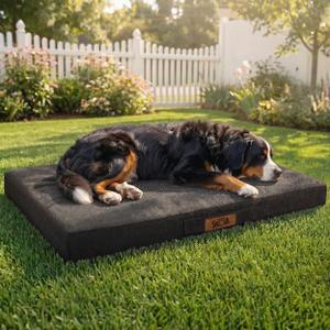 Sytopia Indestructible Dog Bed, 50" XXL Chew Proof Dog Bed for Extra Large Dogs (130 lbs), Durable Waterproof Pet Bed, Chew Resistant Dog Crate Pad, Washable Cover, Indoor & Outdoor Use, Black