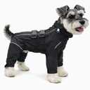Lovelonglong Waterproof Dog Raincoat 4-Leg Full Body Dog Rain Suit with Reflective Strips & Leash Opening, Outdoor Dog Jacket for Rainy Weather, Large
