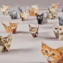 2 x DIY Paper Cats - 50 Sheets DIY Origami Paper to Fold Cute Cat Figures, Fun Craft Activity for Adults, Interesting Craft Activities for Cats Lovers (Cat)