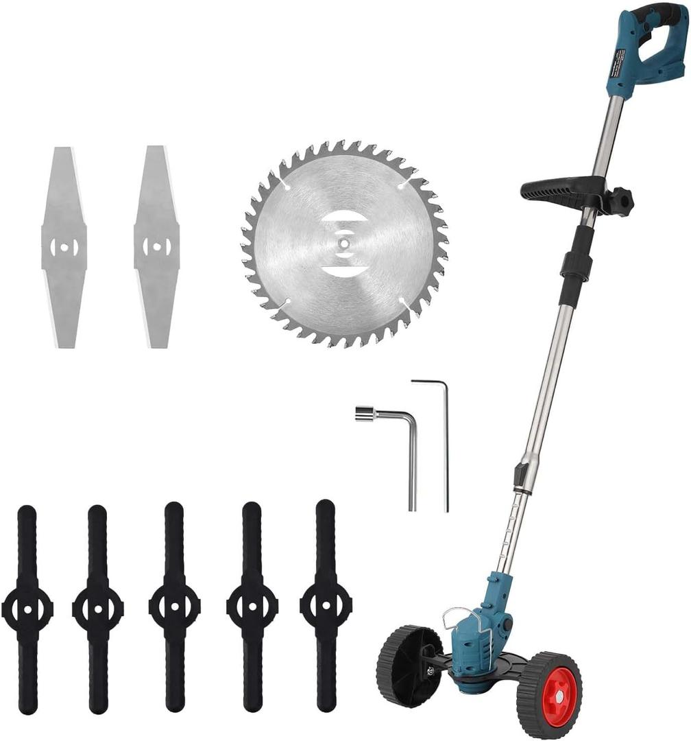 Cordless Weed Wacker Compatible with Makita 18V Battery,6-inch Electric Grass Trimmer with 3 Types Blades,Battery Powered Weed Eater for Garden Yard and Lawn Care (Navy blue)
