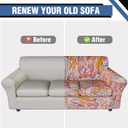 Stretch Sofa Slipcover Set for 3 Cushion Couch Sofa  Floral Print Couch Cover, Pet and Child-Friendly Furniture Sofa Covers,with Elastic Bottom (Orange+love Print)