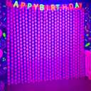 Mega-L Glow in The Dark Party Supplies, 2 Pack Neon Party Decorations 3.3 x 6.6 ft Fuchsia Round Tinsel Foil Fringe Curtains, Photo Booth Prop Backdrop Streamer Birthday Party Decor
