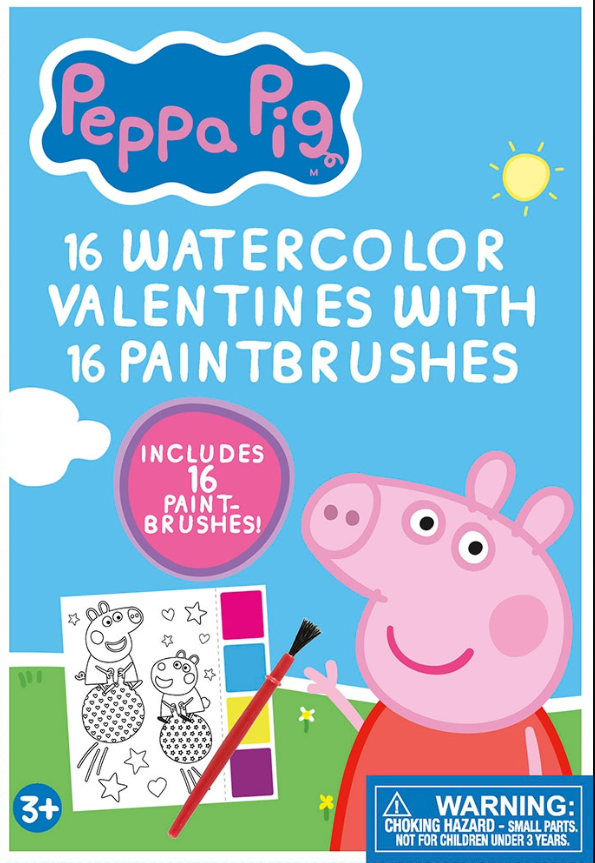 Peppa Pig 16 Watercolor Valentines With With 16 Paintbrushes 1 Pack