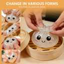 Dumpling Squishies, Glitter Dumpling Mystery Box, Colorful Dumplings Stress Balls Toy, Stocking Stuffers with Food Steamer Stretchy Desk Toys (Glitter Pink)