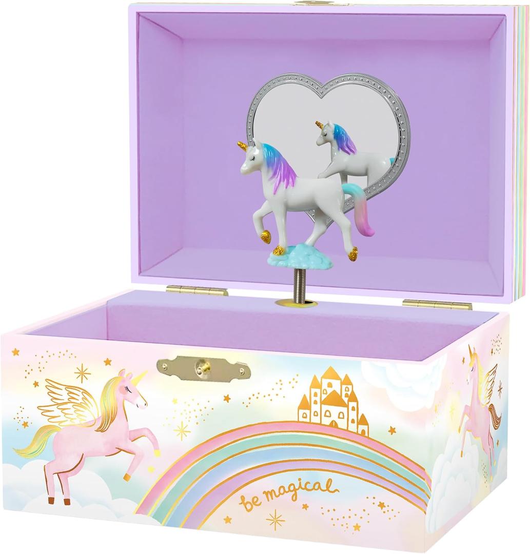 Giggle & Honey Musical Jewelry Box for Girls - Kids Jewelry Box, Unicorn Toys for Girls 4-6, Unicorn Gifts