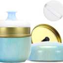 SHIMIDO Body Powder Puff and Container, 3.15" Portable Empty Body Powder Container for Baby Women's Loose Dusting Powder, Powder Case Box with Lids for Bath, Travel and Home Use , Aqua Blue)