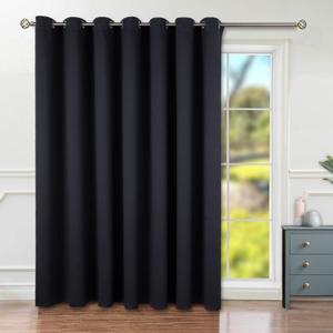 BGment Black Sliding Door Curtain 108 Inch Long - Wide Blackout Room Darkening Room Divider Curtain for Bedroom Privacy Themral Insulated Grommet Separator Drape, 1 Panel, 100 X 108