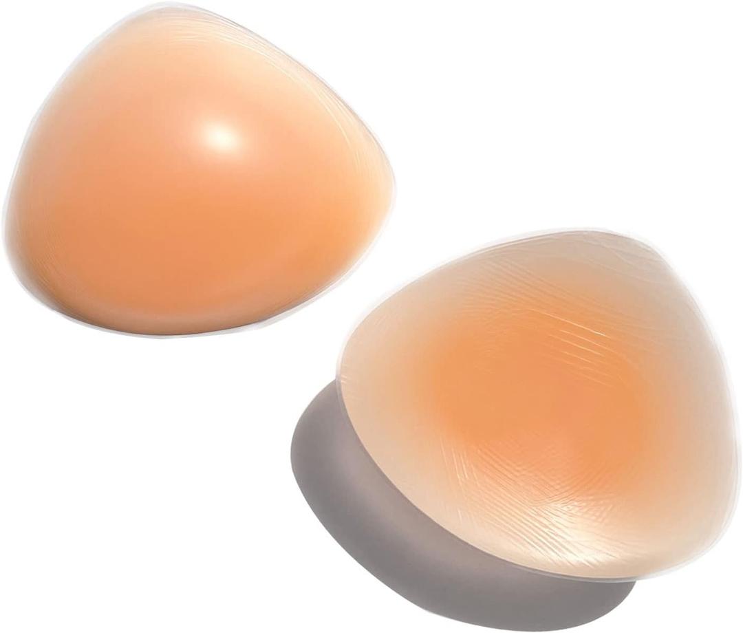 Pair Concave Silicone Breast Form, Triangle Mastectomy Prosthesis Bra Inserts Enhancer Pads (Beige)