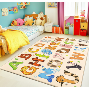 Bolacrom Kids Rugs for Playroom Educational Rug for Learn The ABC Alphabet, Soft Machine Washable Non-Slip Cute Carpet for Classroom Toddler Nursery Kids Room Decor Mat