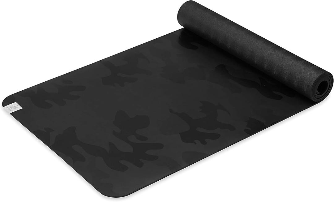 Gaiam Dry-Grip Yoga Mat - 5mm Thick Non-Slip Exercise & Fitness Mat for Standard or Hot Yoga, Pilates and Floor Workouts - Cushioned Support, Non-Slip Coat - 68 x 24 Inches (Camo)