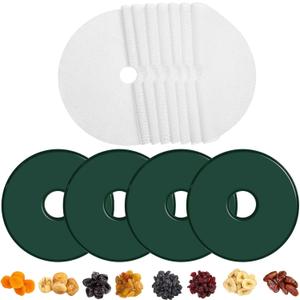 Domensi 12 Pcs Round Dehydrator Sheets Non Stick Silicone Dehydrator Mats with Edges Reusable Roll Tray Liner for Fruit Meat Beef Kitchen, 13 12.5 Diameter