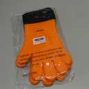 Heat Resistant Grilling Gloves for BBQ Silicone and Cotton Double-Layer Oven Mitts Waterproof Non-Slip Cooking Gloves (Orange)