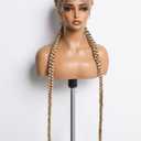 GORGIUS French Braided Wig 613 Blonde Knotless Braided Lace Front Wigs with Baby Hair Double Twist Braiding Pigtail Long Synthetic Box Braids Hair