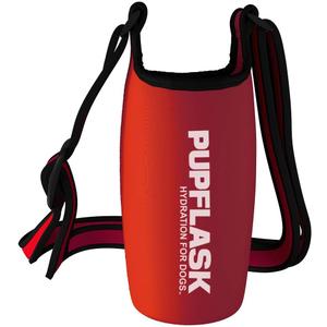 Tuff Pupper PupFlask Insulated Neoprene Dog Water Bottle Holder Sling with Wide Adjustable Shoulder Strap, Great for Travel, Walking, Hiking, Portable Pet Water Bottle Holder (27 OZ, Crimson Red)