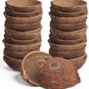 LemonRoad 24 Pcs Natural Coconut Shell Bowl Halves About 2/5 The Size of a Coconut Smooth Bottom for Easy Standing Craft Material Flower Pot Aromatherapy Arrangement Ornament(Hairy)