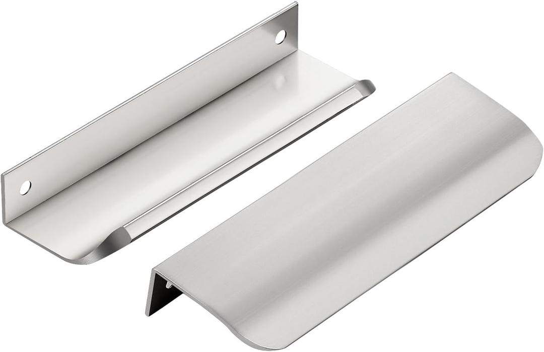 Ravinte Hardware 20 Pack Silver Cabinet Handles, 5 Inch (128mm) Finger Edge Pulls, 4 Inch Hole Center, Finger Pulls for Cabinets
