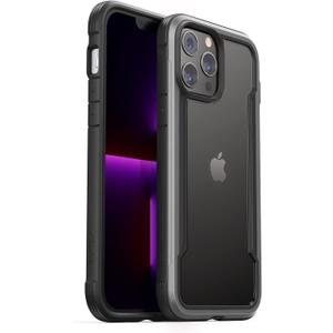 RAPTIC Shield for iPhone 13 Pro, Shockproof Protective Clear Case, Military 10ft Drop Tested, Durable Aluminum Frame, Anti-Yellowing Technology Case for iPhone 13 Pro, Black