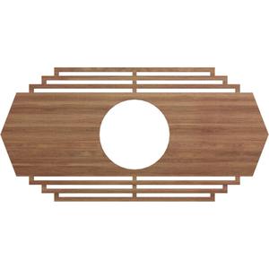 Ekena Millwork 16"W x 8"H x 4 1/4"ID x 3/8"T Chrysler Wood Fretwork Pierced Ceiling Medallion, Walnut