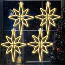 Enhon 4 Pack 16 Inch Bethlehem Star Window, Christmas Star, Nativity Lighted Outdoor, USB Powered or Battery Operated Bethlehem Christmas Neon Light for Window Bedroom Indoor Decor (Warm White)