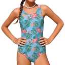 Xaatren Girls Swimsuit Toddler One Piece Swimwear Baby Summer Cutout Back Liner Beach Bathing Suit 3-12y (Breast Pad for 9y+)(Blue,7-8 Years)