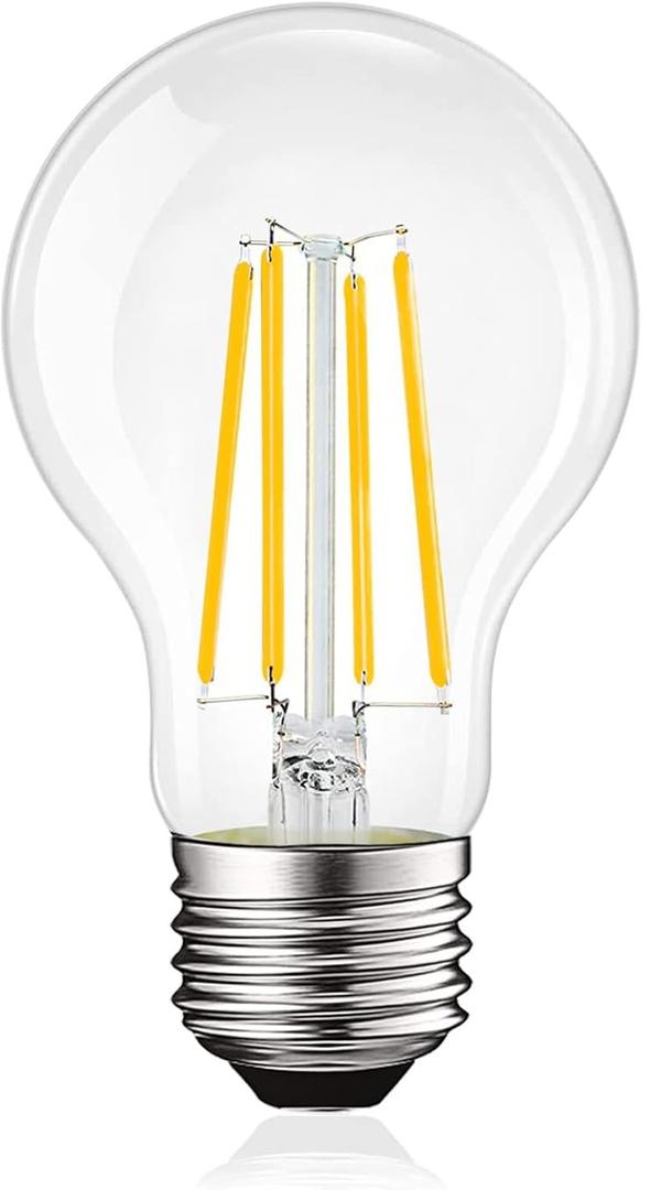 LUXRITE Vintage A19 LED Light Bulbs 100 Watt Equivalent, 1600 Lumens, 3000K Soft White, Dimmable Edison Light Bulbs, 12W, Damp Rated, UL Listed, Clear Glass Filament Bulb, E26 Medium Base (1 Pack)