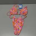 Women's Sexy Triangle Bikini Sets Cheeky Thong Swimsuit Adjustable Spaghetti Straps Bathing Suit, Size S