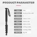 ULANZI TB12 61-Inch Camera Monopod - Portable Tripod & Monopod Photography Stick with 5-Section Height, Aluminum Compact Travel Camera Stick for Canon, Nikon, Sony Mirrorless, DSLR, Easy to Carry