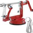 Apple Peeler Corer, Long-lasting Chrome Cast Magnesium Alloy Apple Peeler Slicer Corer with Stainless Steel Blades and Powerful Suction Base for Apples and Potato (Red)