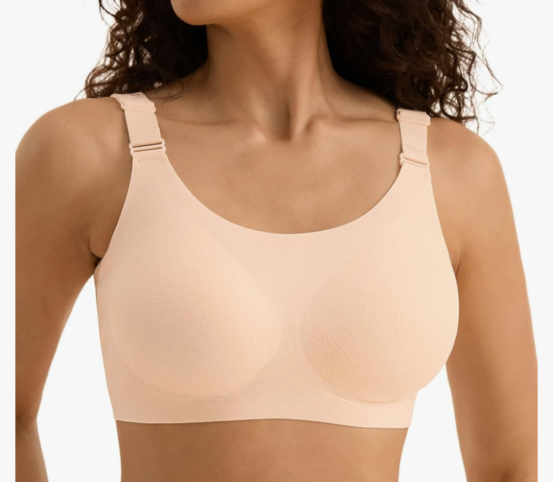 Wireless Full Coverage Bras for Older Women, No Underwire Comfortable Bralette with Support, Seamless Padded Bra, 4XL