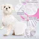 IDOMIK Dog Wedding Dress Puppy Bowknot Princess Skirt, Pet Bride Pure White Lace Tutu Formal Dress Flower Bubble Skirt Tulle Ruffle Sundress Vest Shirts, Birthday Party Costume for Small Dog Apparel S