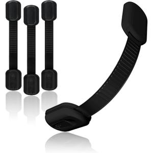 Cabinet Locks Provide Effective Baby Proofing - No Screws and Magnets Required Multi-purpose Suitable for Furniture Ovens Drawers Kitchens Toilet Seats (B - Black, 1 pack of 4)