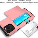 XHSY iPhone 16 Pro Max Case with Card Holder  Dual Layer Wallet Phone Case with Hidden Slot, Shockproof PC+TPU Protective Cover for Women & Men (Compatible with 6.9 inch) (Rose Gold)