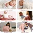 100% Organic Cotton Muslin Baby Blanket 3 Pack - Breathable Swaddle, Hypoallergenic Double-Layer, Versatile Use (Pink, Floral, Rust, 38x40 Inch)