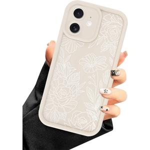 Compatible with iPhone 16 Plus Case, White Floral Flower Aesthetic Design for Girls Women Full Camera Lens Soft Silicone Shockproof Protective Cover