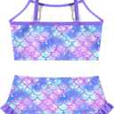 Little Girls Two Piece Mermaid Bikini Set Ruffle Adjustable Summer Beach Bathing Swimsuit 3-7 Years for Kids