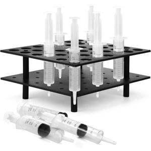 Geelin Halloween Tray and Racking Stand for 42 Large 2oz Syringes Lightweight Wooden Jelly Syringes Tray Holds for Jelly Drinking Game Holiday Halloween Party Supplies for Adults