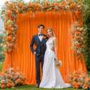Orange Backdrop Curtain 2 Panels-Wrinkle-Free Champagne Curtains Polyester Photography Drapes for Baby Shower Birthday Party Photo Background Backdrop Stand- 8 X10FT (Orange)