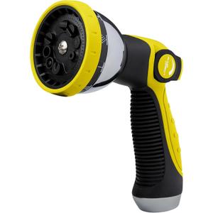 ALMA Garden Hose Nozzle Sprayer with THUMB CONTROL ON OFF VALVE - 10 Spray Pattern Garden Hose Sprayer Nozzle - Perfect Water Hose Nozzle for Outdoor - Hose Head Attachment Gun Handle Nozzles Yellow