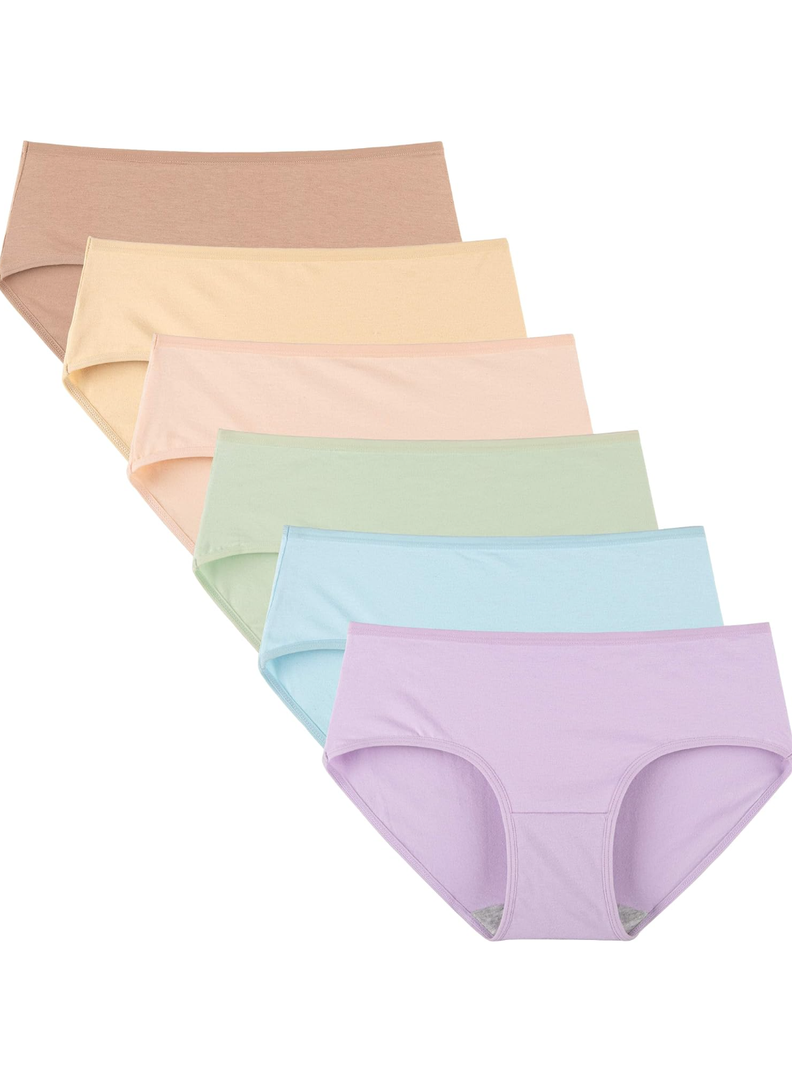 INNERSY Womens Underwear Cotton Hipster Panties Regular & Plus Size 6-Pack M