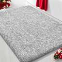 Yimobra Bathroom Rugs Non Slip Washable Ultra Soft Absorbent Microfiber Bath Mat, Dual-Tone Decor Rug with Rubber Backing for Bathroom Floor, Tub and Shower,24x17,Home Essentials,Grey and White