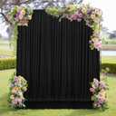 MEETSKY Black Backdrop Curtains for Parties - 10ft x 8ft Party Photo Background Curtain Rod Pocket Fabric Drapes Panels for Boys Birthday Holiday Home Halloween Decoration, 5ft x 8ft, 2 Panels