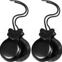Abaodam 2 Pcs Traditional Spanish Flamenco Castanets for Adults Spanish Wood Castanets Beginner Percussion Spain Musical Instrument Rhythm Early Education, Black