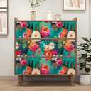 BOKEBEVE Floral Wallpaper Peel and Stick Boho Teal Blue 17.5 x 78.5In | Removable Self Adhesive Renter Friendly Vibrant Watercolor Wall Paper for Bedroom Bathroom Living Room Accent Wall