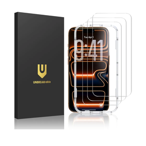 UNBREAKcable 3-Pack Screen Protector for iPhone 17 Pro Max, Double Shatterproof Tempered Glass [Easy Installation Frame] [9H Hardness] [99.99% HD Clear] [Case Friendly] For iPhone 6.9 Inch